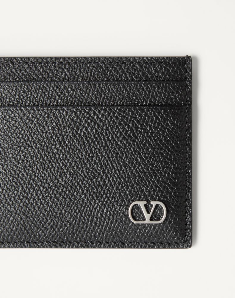 Valentino Garavani Vlogo Signature Cardholder In Grainy Calfskin Man Black Uni