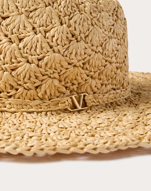 Valentino Garavani - Fedora Escape Raffia Hat - Natural/gold - Woman - Soft Accessories - Accessories