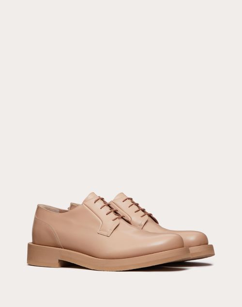 Valentino Garavani - Rockstud Essential Calf Leather Derby - Rose Cannelle - Man - Lace-ups And Loafers