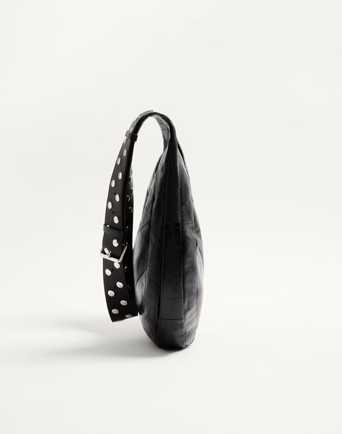 Valentino Garavani - Valentino Garavani Hoboho Nappa Leather Hobo Bag With Chevron Pattern - Black - Woman - Woman F&f Integration