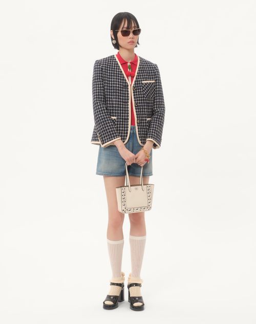 Valentino Garavani - Valentino Garavani Nellcôte Mini Shopping Bag In Grainy Calfskin - Light Ivory - Woman - Valentino Garavani Nellcote