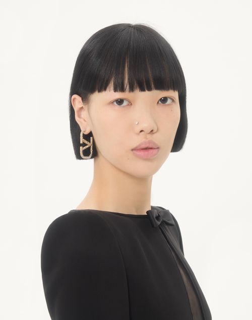 Valentino Garavani - Vlogo Signature Earrings In Metal And Swarovski® Crystals. - Gold/crystal - Woman - Accessories