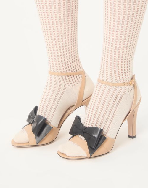 Valentino Garavani - Bowow Kidskin Sandal 95mm - Sand - Woman - Sandals