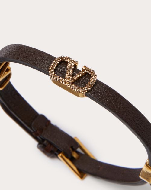Valentino Garavani - Vlogo Signature Leather Bracelet - Fondant - Woman - Leather Bracelets - Accessories