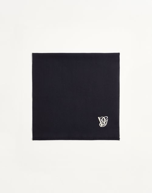 Valentino Garavani - Écharpe Vg En Laine Avec Broderie - Bleu Marine - Homme - Accessoires Textiles