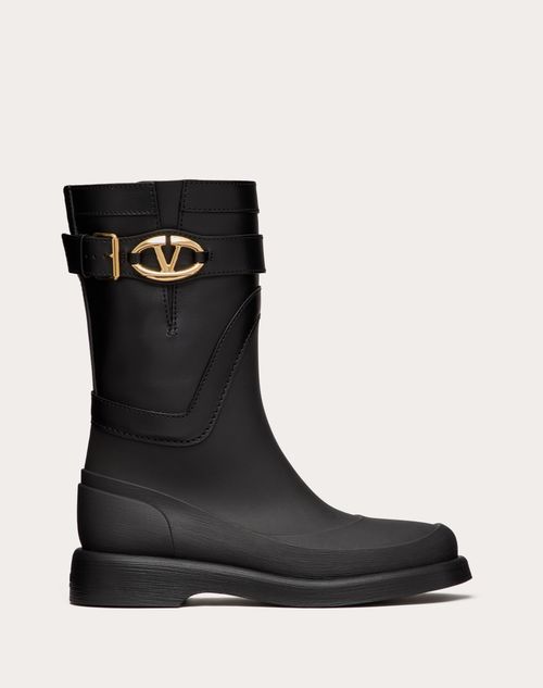Valentino Garavani - Vlogo The Bold Edition Boot In Rubber And Calfskin 35mm - Black - Woman - Boots