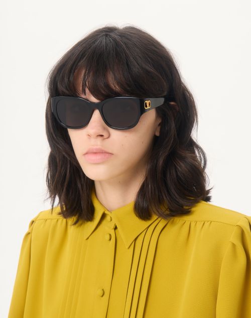 Valentino - レクタンギュラー アセテート アイウェア - ブラック/グレー - ユニセックス - アイウェア
