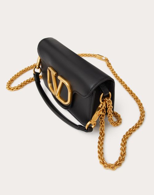 Petit Sac Port paule Loc En Cuir De Veau pour Femme en Noir