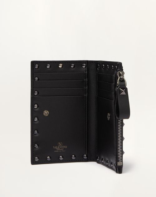 ROCKSTUD CALFSKIN CARDHOLDER WITH ZIP