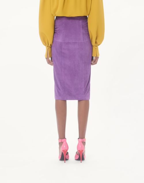 Valentino - Suede Skirt - Purple - Woman - Skirts