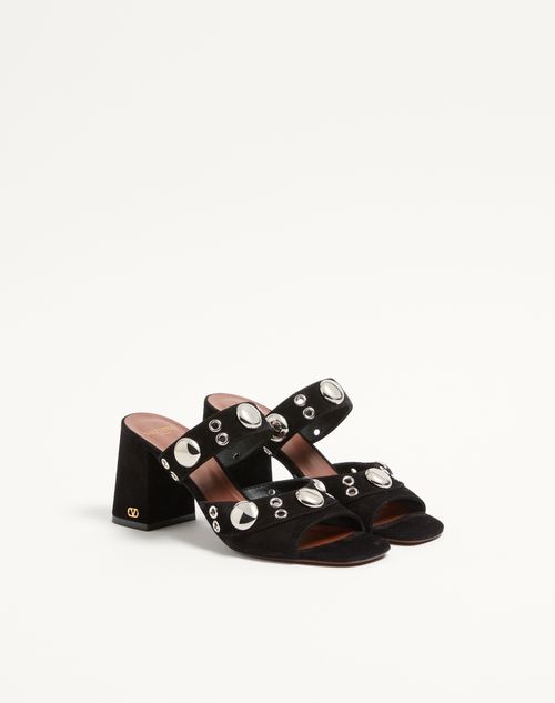 Valentino Garavani - Sandalia Sin Talón Nellcôte De Serraje Con Tacón De 75&nbsp;mm - Negro - Mujer - Sandalias