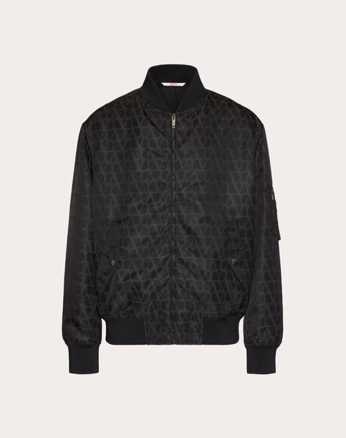 Valentino - Bomber In Nylon Con Stampa Toile Iconographe - Nero - Uomo - Giacche E Piumini