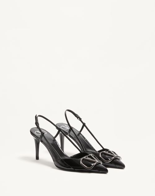 Valentino Garavani - Vlogo Signature Slingback Pump In Eel 80mm - Black - Woman - Woman Shoes Sale