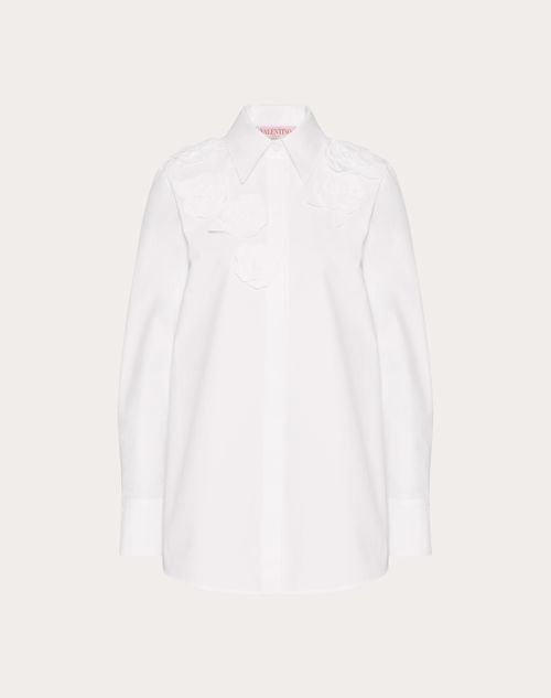 Red Valentino CAMICIA IN COMPACT POPELINE RICAMATA