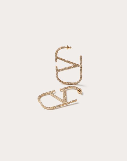 Valentino Garavani - Vlogo Signature Metal And Crystal Earrings - Gold/crystal Silver - Woman - Jewelry