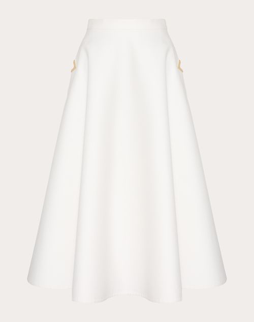 Valentino - Midi Skirt In Light Double Splittable Gabardine - White - Woman - Skirts