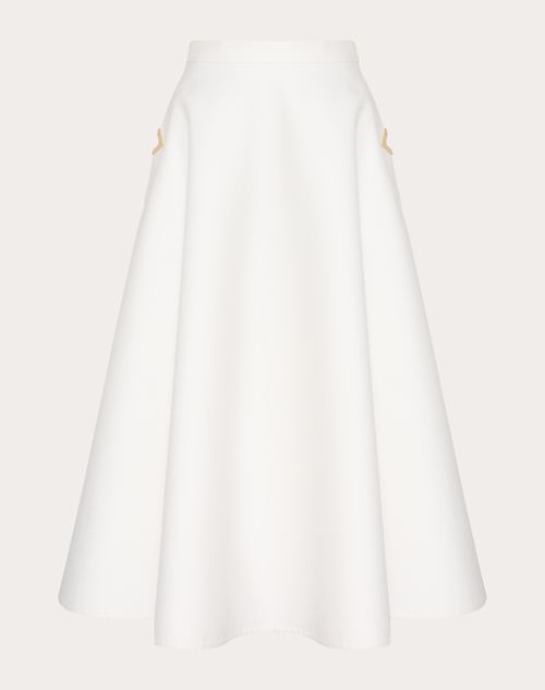 Valentino - Midi Skirt In Light Double Splittable Gabardine - White - Woman - Ready To Wear