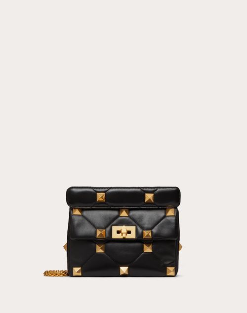 Valentino Garavani - Medium Roman Stud The Shoulder Bag In Nappa With Chain - Black - Woman - Woman Bags & Accessories Sale