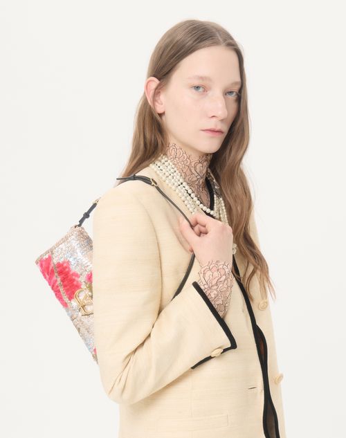 Valentino Garavani - Valentino Garavani Devain Small Embroidered Shoulder Bag - Multicolour - Woman - Shoulder Bags
