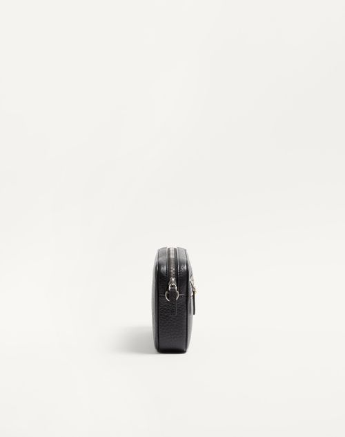 Valentino Garavani - ヴァレンティノ ガラヴァーニ ロックスタッズ グレインカーフスキン ポーチ - ブラック - メンズ - クラッチ＆ポーチ