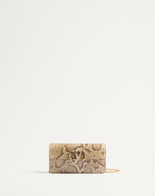 Valentino Garavani - Vlogo Signature Python Chain Wallet - Ivory - Woman - Wallets And Small Leather Goods