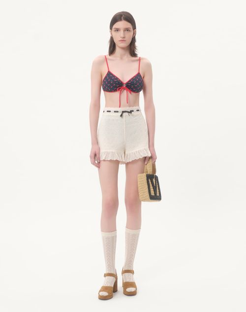 Valentino - Lycra Bikini With Cherryfic Print - Navy/cherry Red - Woman - Beachwear