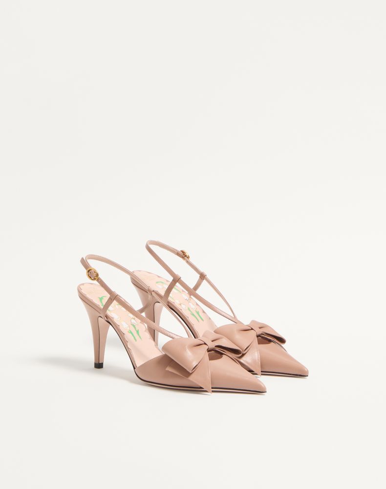Valentino Garavani Bowow Slingback Pumps In Kidskin 85Mm Woman Rose Cannelle 36.5