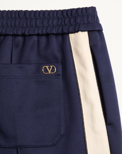 Valentino - Valentino Acetate Pants With Vlogo Patch - Navy/butter - Man - Pants And Shorts