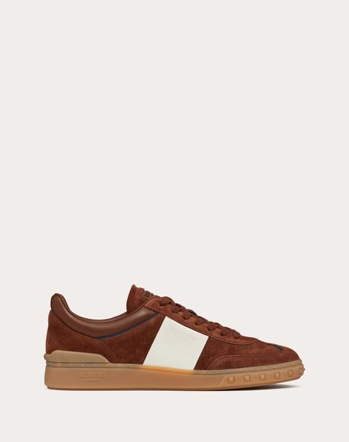 Valentino Garavani - Upvillage Low Top Sneaker In Split Leather And Calfskin Nappa Leather - Chocolate/ivory - Man - Sneakers