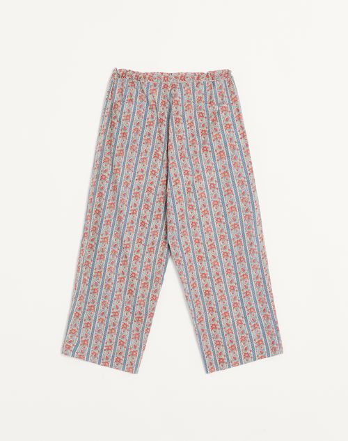 Valentino - Cotton Muslin Pajama Pants With Voyage Imaginaire Print - Beige/blue/red - Man - Pants And Shorts