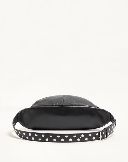 Valentino Garavani - Jean Waist Bag In Patchwork Nappa Leather With Chevron Pattern - Black - Man - Belt Bags