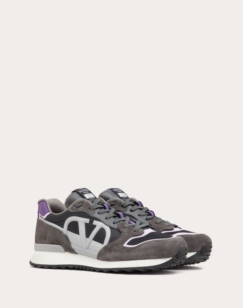 Valentino Garavani - Vlogo Pace Low-top Sneaker In Split Leather, Fabric And Calf Leather - Grey/blue - Man - Sneakers