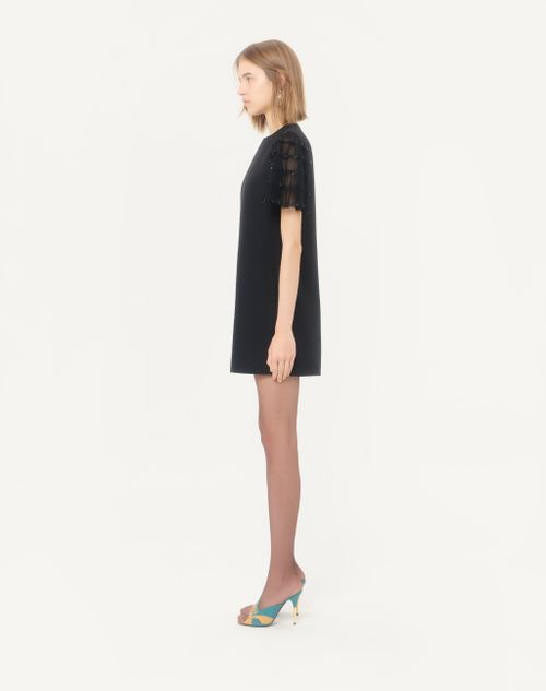 Valentino - Valentino Short Dress In Embroidered Crepe Couture - Black - Woman - Dresses