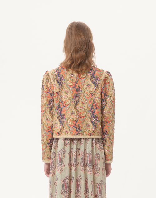 Valentino - Piquet Jacket With Voyage Imaginaire Paisley Print - Multicolor - Woman - Jackets And Blazers