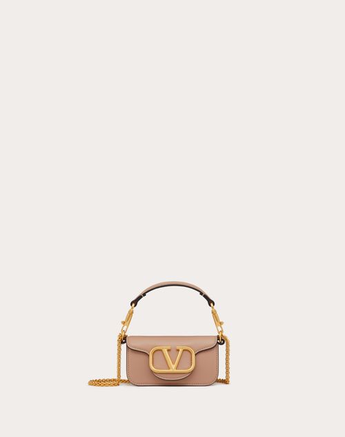 Valentino Garavani - Locò Micro Bag In Calfskin Leather With Chain - Rose Cannelle - Woman - Valentino Garavani Loco