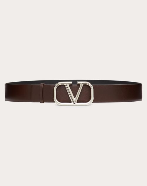 V Logo Leather Belt in Black - Valentino Garavani