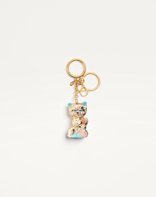 Valentino Garavani - Valentino Garavani Le Chat De La Maison Nylon Bag Charm With Key Ring - Antique Brass - Woman - Bag Charms And Keyrings