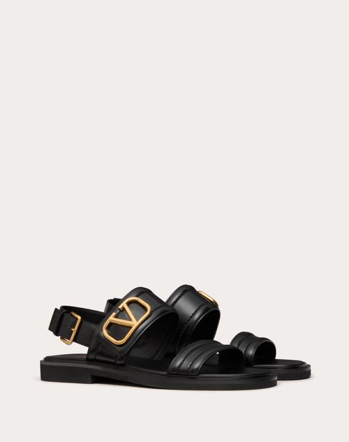 Valentino Garavani - Vlogo Signature Calfskin Sandal - Black - Woman - Sandals