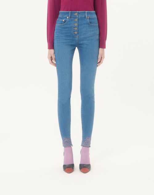 Valentino - 레이스가 달린 데님 바지 - 데님 - 여성 - 데님