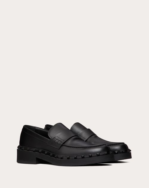 Valentino Garavani - 락스터드 M-웨이 송아지 가죽 로퍼 - 블랙 - 남성 - Loafers & Oxford