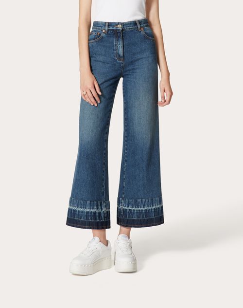 Blue Washed Denim Jeans for Woman in Denim | Valentino SA
