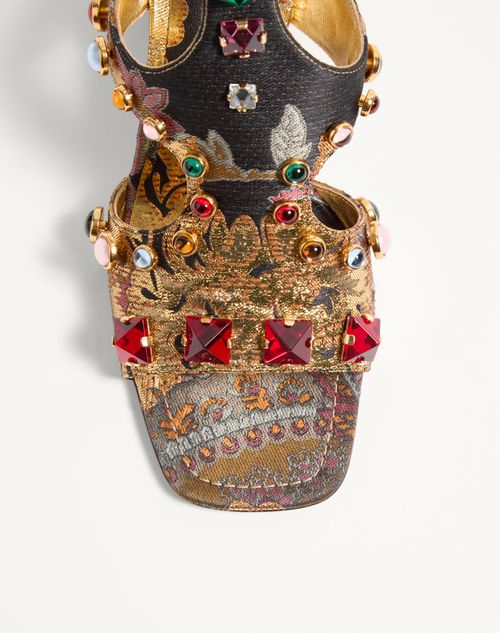 Valentino Garavani - Preshoes Sandal In Apres L'hiver Jacquard Fabric With Crystals 60mm - Multicolour - Woman - Sandals