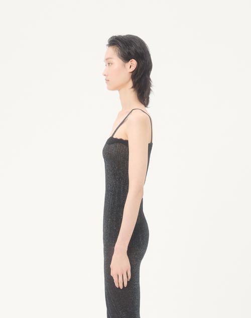 Valentino - Lurex Knit Top - Black/silver - Woman - Shirts And Tops