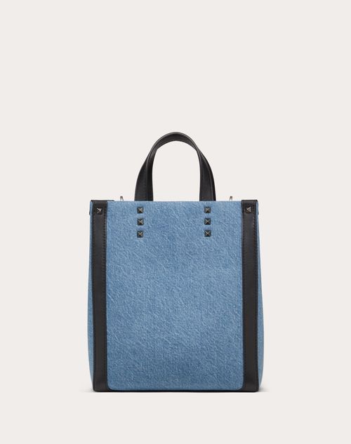 Valentino Garavani - Mini Vltn Denim Shopper - Denim/black - Man - Totes