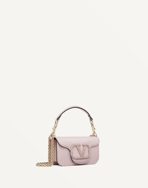 Valentino Garavani - Valentino Garavani Locò Small Shoulder Bag With Jewel Logo - Water Lilac - Woman - Partywear