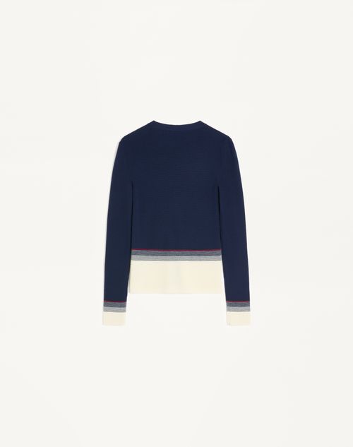 Valentino - Wool Cardigan - Navy/birch - Woman - Knitwear