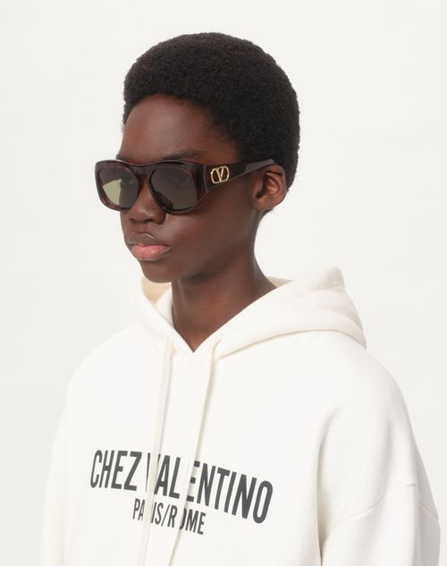 Valentino - Rectangular Acetate Frame - Brown/green - Unisex - Akony Eyewear - Accessories