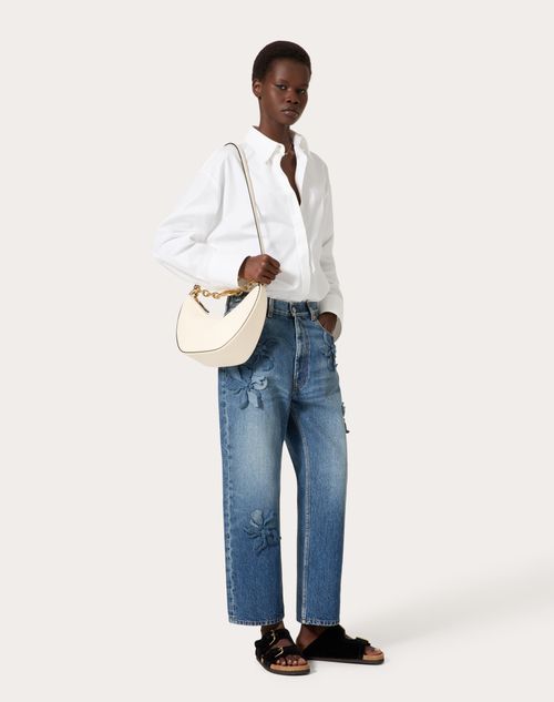 Valentino - Pantaloni In Medium Blue Denim Ricamati - Denim - Donna - Denim