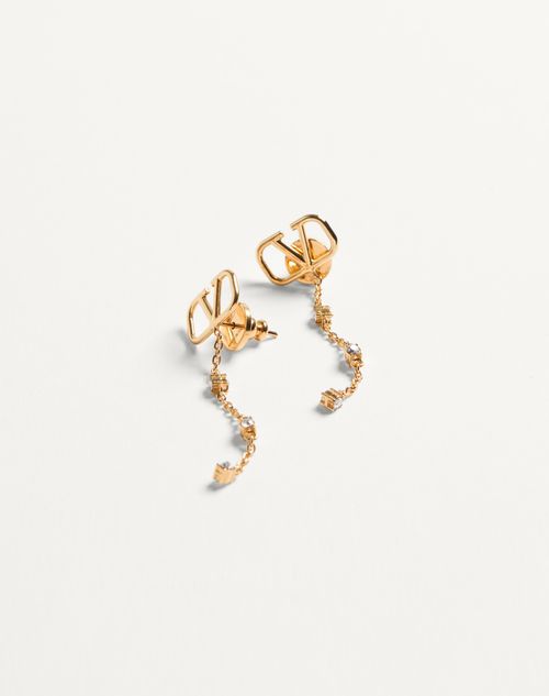 Valentino Garavani - Vlogo Signature Metal And Swarovski® Crystal Earrings - Gold - Woman - Jewellery