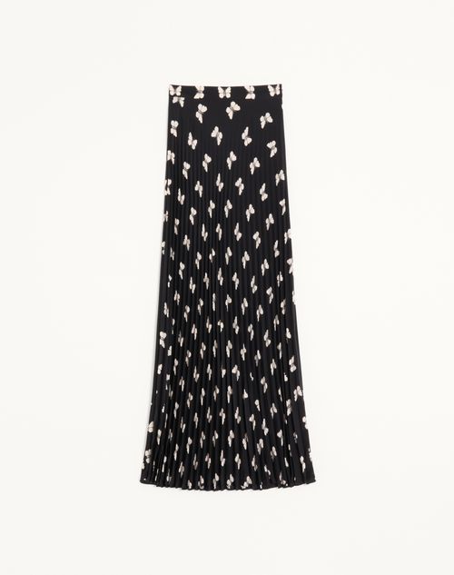Valentino - Valentino Midi Skirt In Butterflow Print Crepe De Chine - Black/vanilla - Woman - Skirts